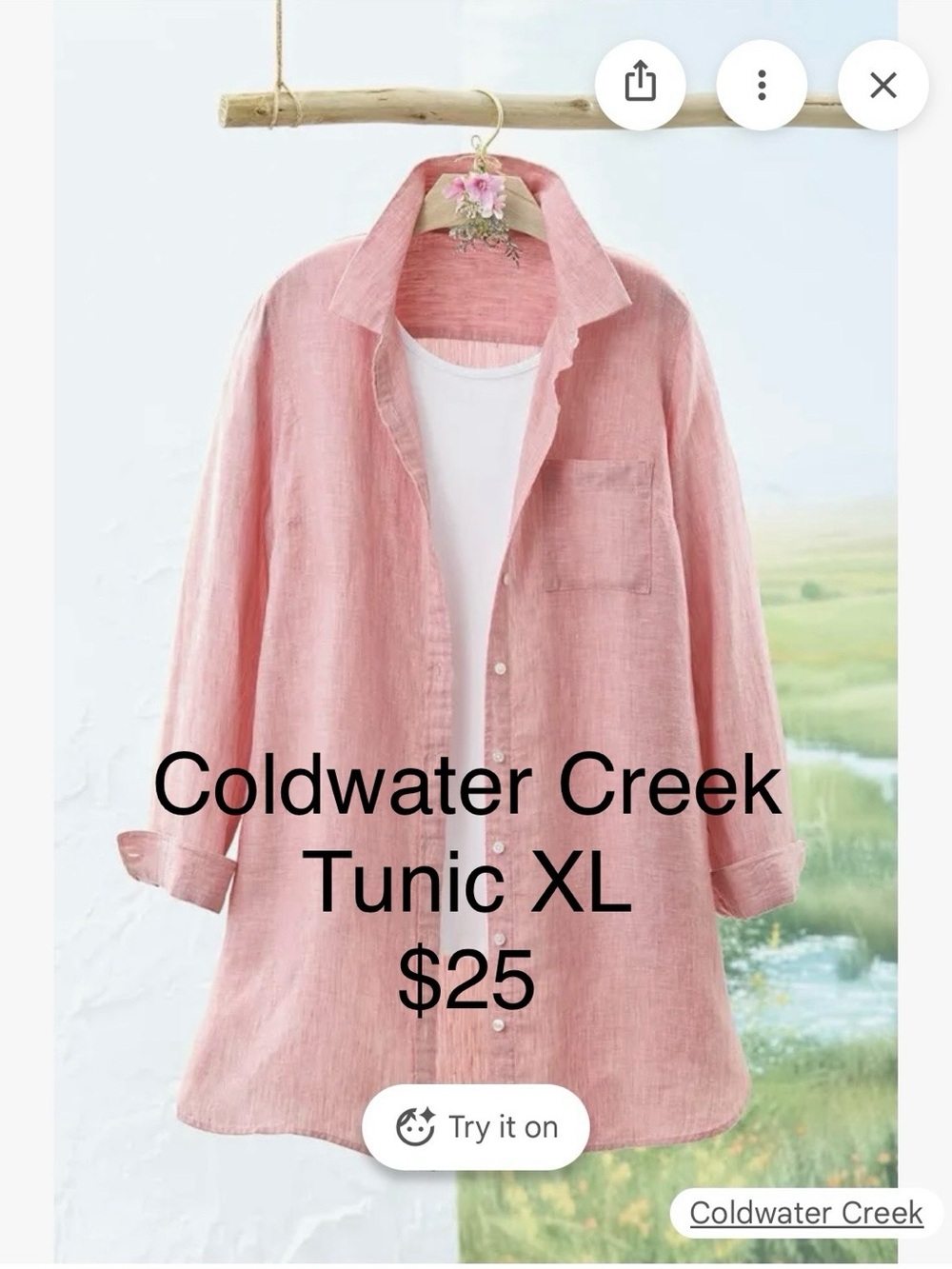 Coldwater Creek Pink Linen-Blend Tunic